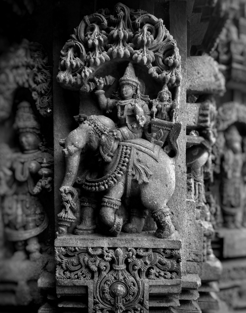 Lord Indra sitting on his elephant, Airavata
