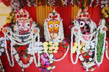 Balaram, Subhadra and Krishna at Puri Temple, Odisha